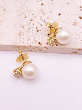 Kate Spade Cream Pearl and Silver Cubic Zirconia Earrings